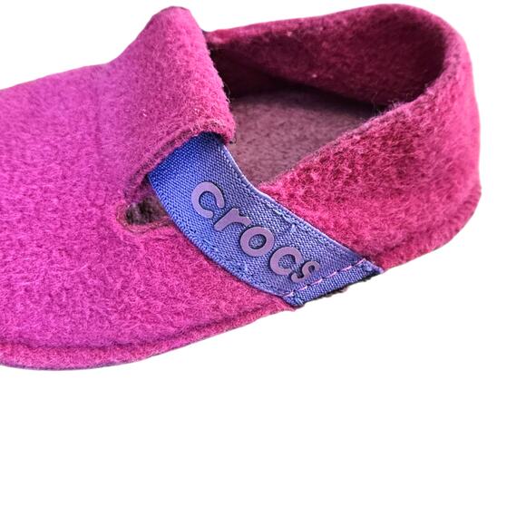 Crocs Toddler Felt Slip-On Shoes Pink Purple Comfort Casual Slippers Size 7 - Picture 6 of 8